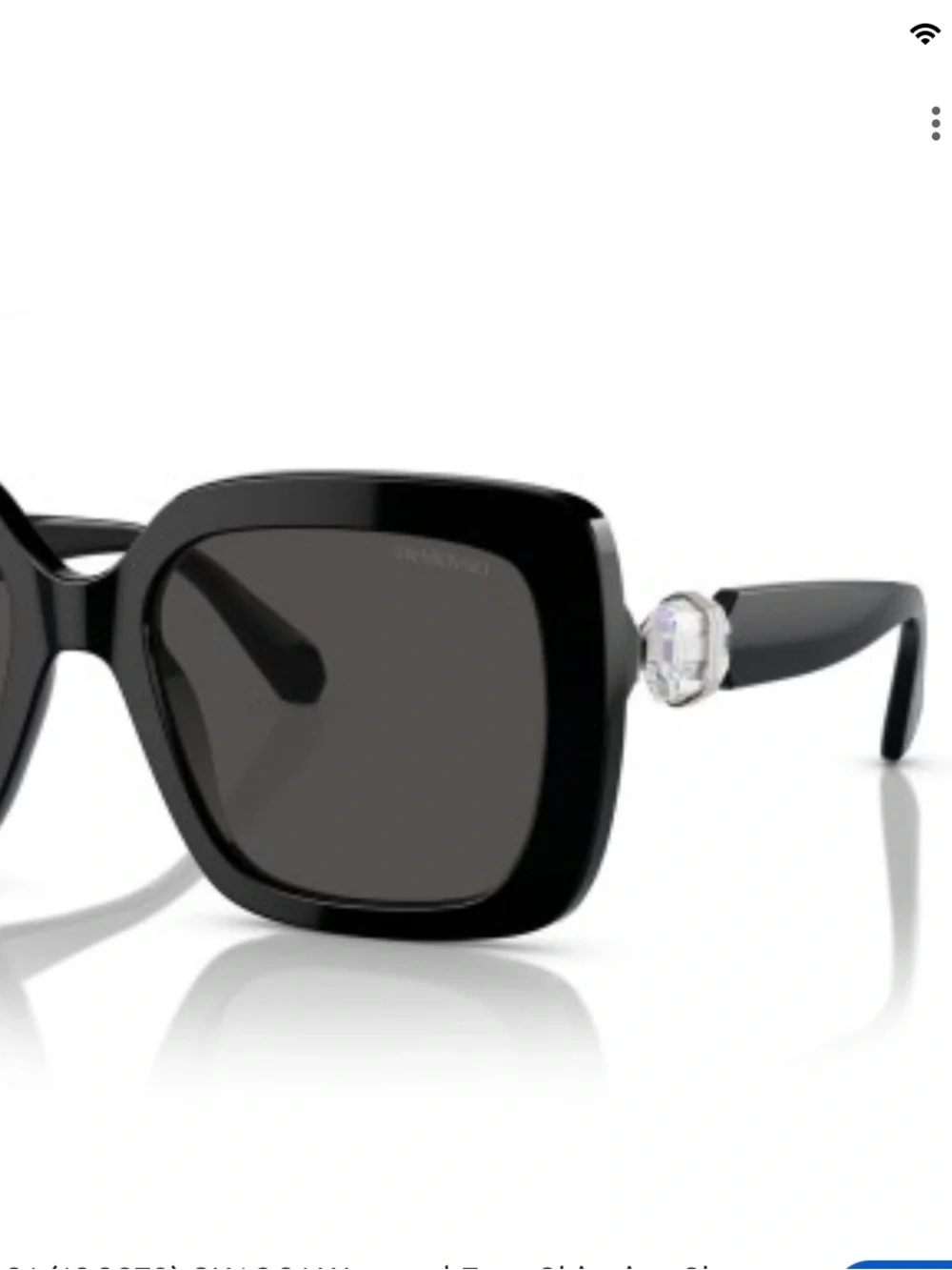 Swarovski Black Square Women's Sunglasses with Silver Accents